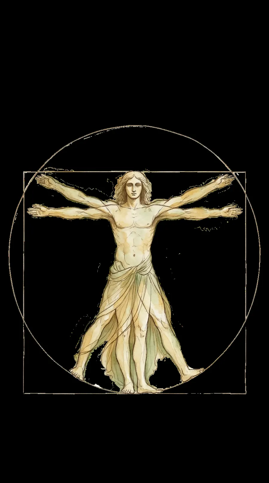 Hand-drawn Vitruvian figure in soft color from the U4EA site